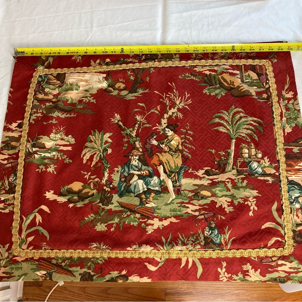 Custom Made Vintage Wesley Mancini Asian Toile Singerie fabric Pillow Shams - Picture 15 of 16